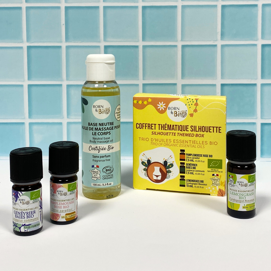 Box: massage oil and silhouette essential oil kit-0