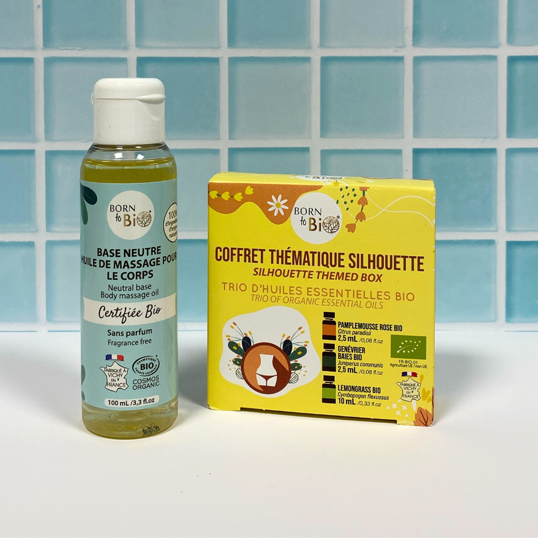 Box: massage oil and silhouette essential oil kit-2