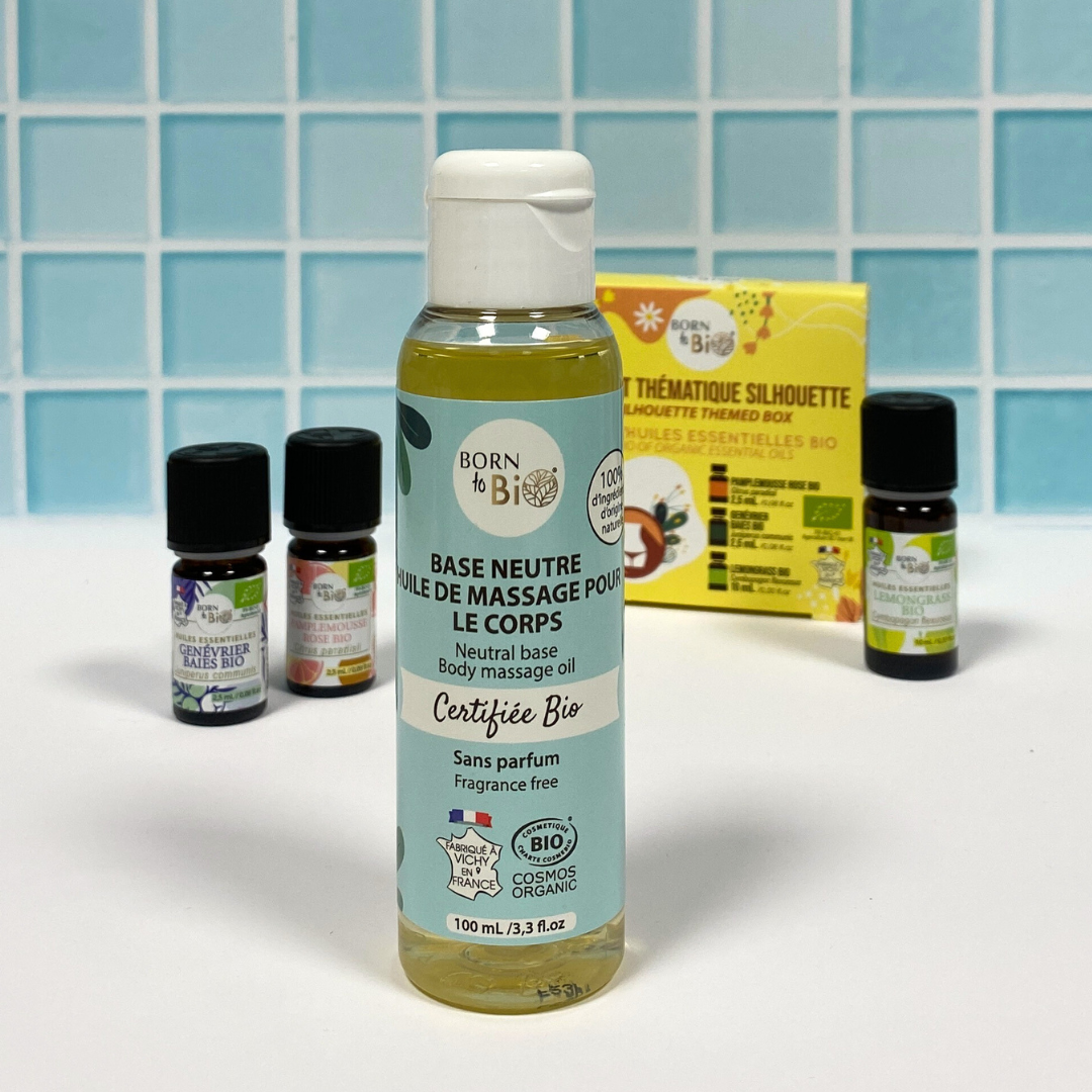 Box: massage oil and silhouette essential oil kit-1